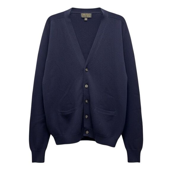 Vintage Brooks Brothers Merino Navy Blue Cardigan Sweater